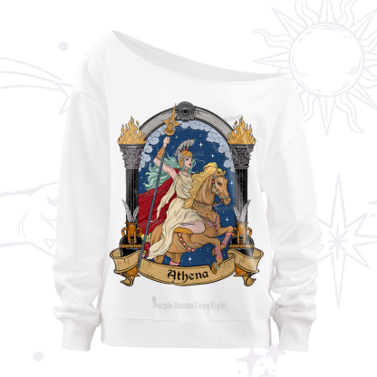 Purplehecate The Mighty Goddess Athena Off The Shoulder Sweatshirt