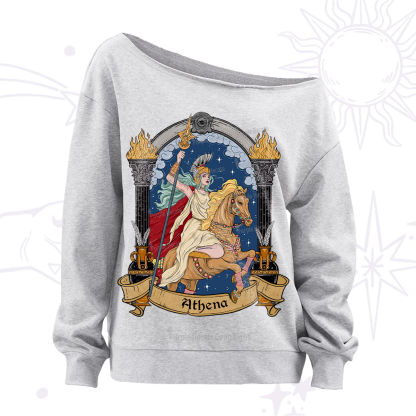 Purplehecate The Mighty Goddess Athena Off The Shoulder Sweatshirt
