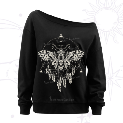 Purplehecate Mystical Luna Moth Off The Shoulder Sweatshirt