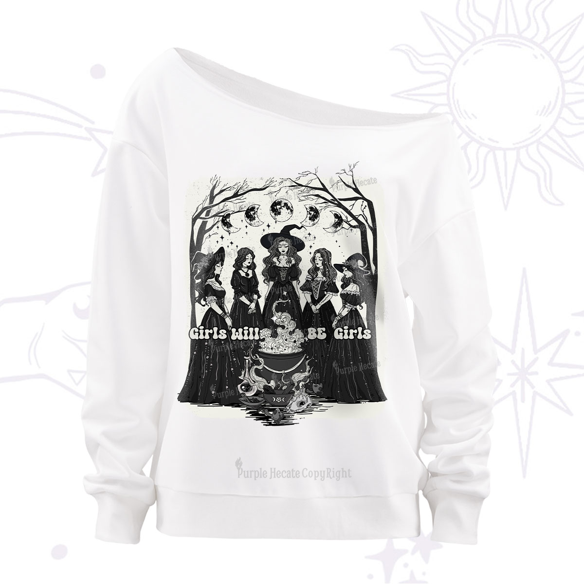 Purplehecate Girls Will Be Girls Off The Shoulder Sweatshirt
