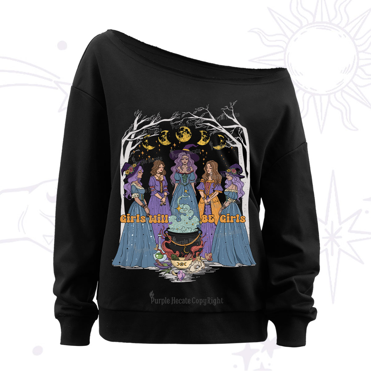 Purplehecate Girls Will Be Girls Off The Shoulder Sweatshirt