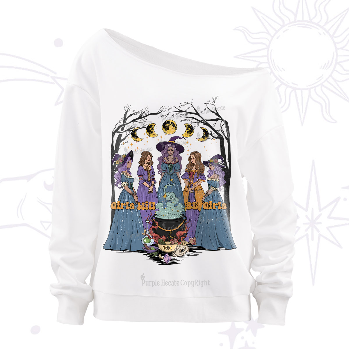Purplehecate Girls Will Be Girls Off The Shoulder Sweatshirt