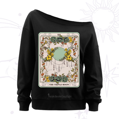 Purplehecate The Triple Moon Tarot Off The Shoulder Sweatshirt