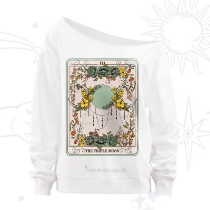 Purplehecate The Triple Moon Tarot Off The Shoulder Sweatshirt