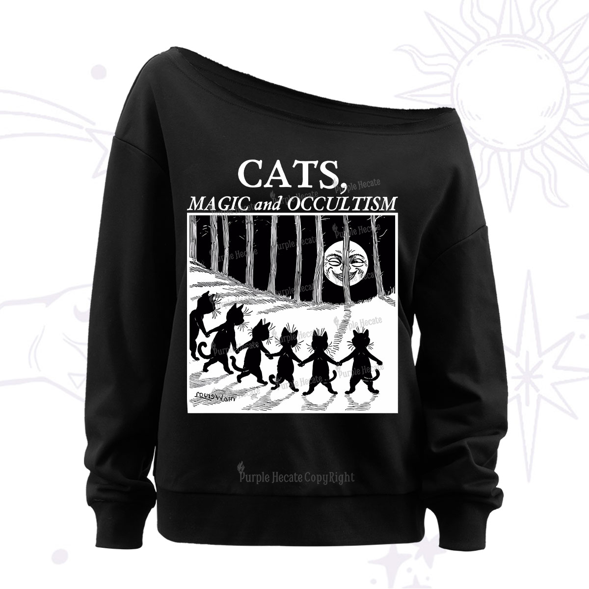 Purplehecate Cats Magic And Occultism Off The Shoulder Sweatshirt