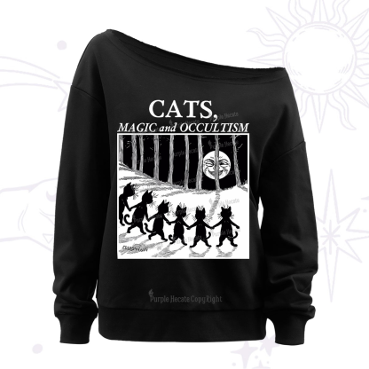 Purplehecate Cats Magic And Occultism Off The Shoulder Sweatshirt