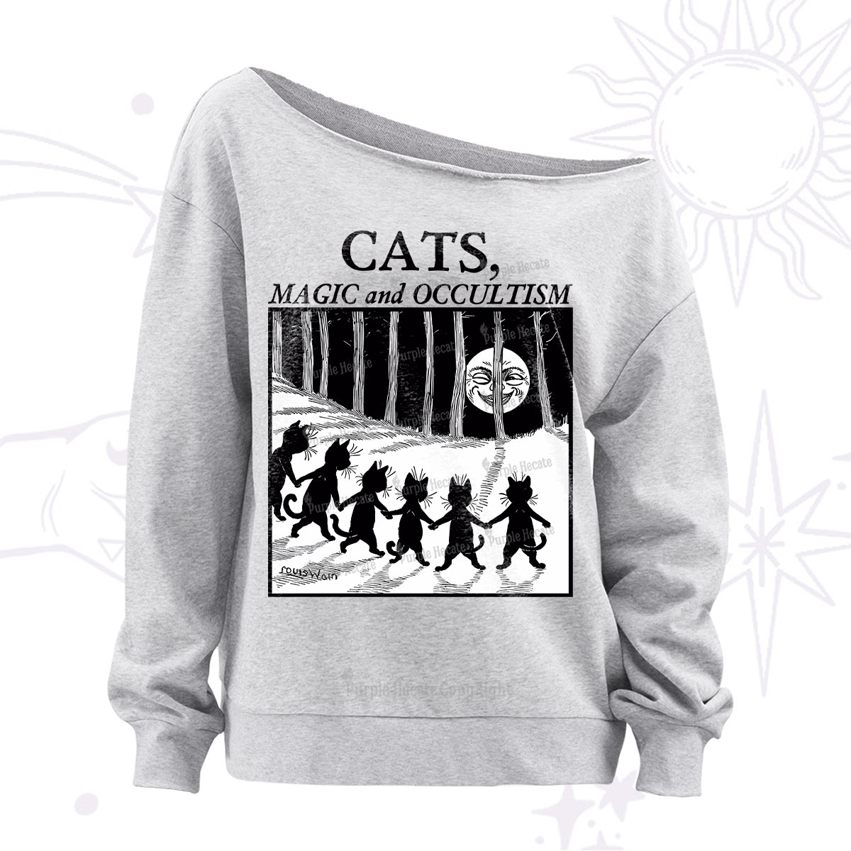 Purplehecate Cats Magic And Occultism Off The Shoulder Sweatshirt