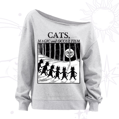Purplehecate Cats Magic And Occultism Off The Shoulder Sweatshirt