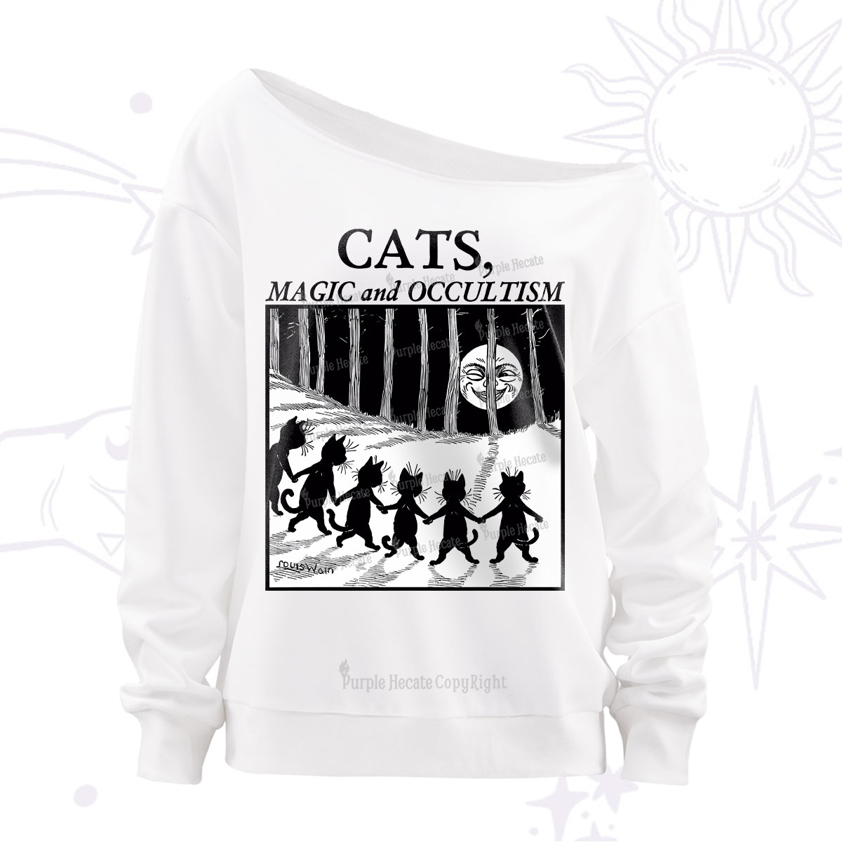 Purplehecate Cats Magic And Occultism Off The Shoulder Sweatshirt