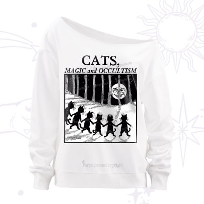 Purplehecate Cats Magic And Occultism Off The Shoulder Sweatshirt