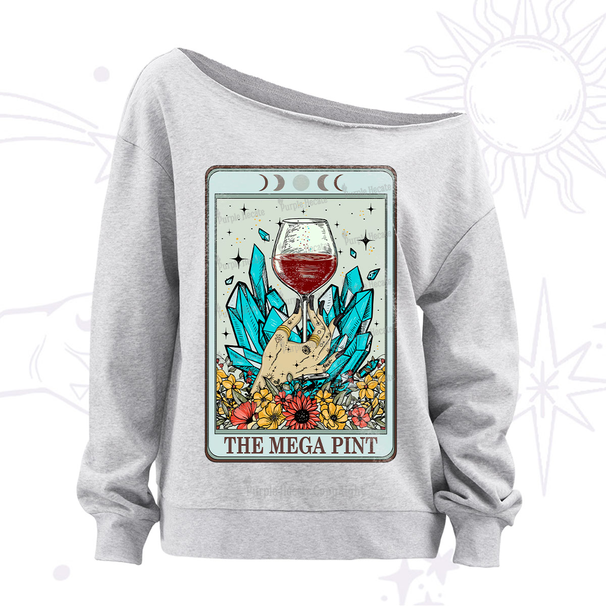 Purplehecate The Mega Pint Tarot Off The Shoulder Sweatshirt