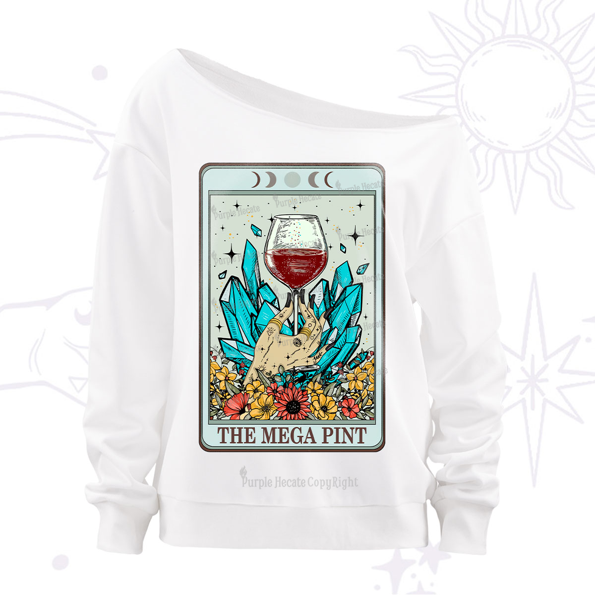 Purplehecate The Mega Pint Tarot Off The Shoulder Sweatshirt