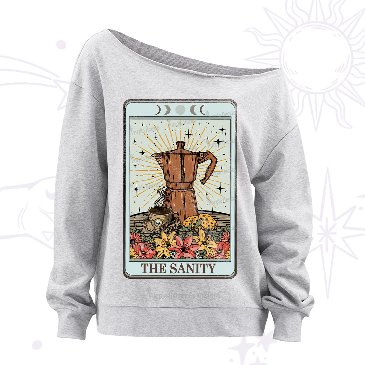 Purplehecate The Sanity Food Tarot Off The Shoulder Sweatshirt
