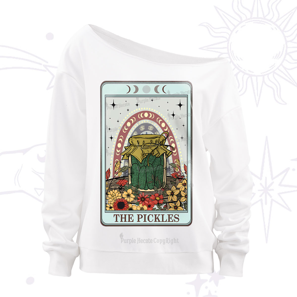 Purplehecate The Pickles Tarot Off The Shoulder Sweatshirt