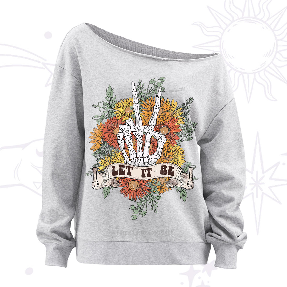 Purplehecate Letting Go Bravely Off The Shoulder Sweatshirt