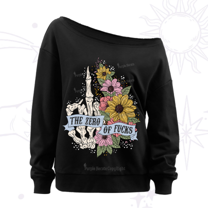 Purplehecate The Zero Of Fucks Off The Shoulder Sweatshirt