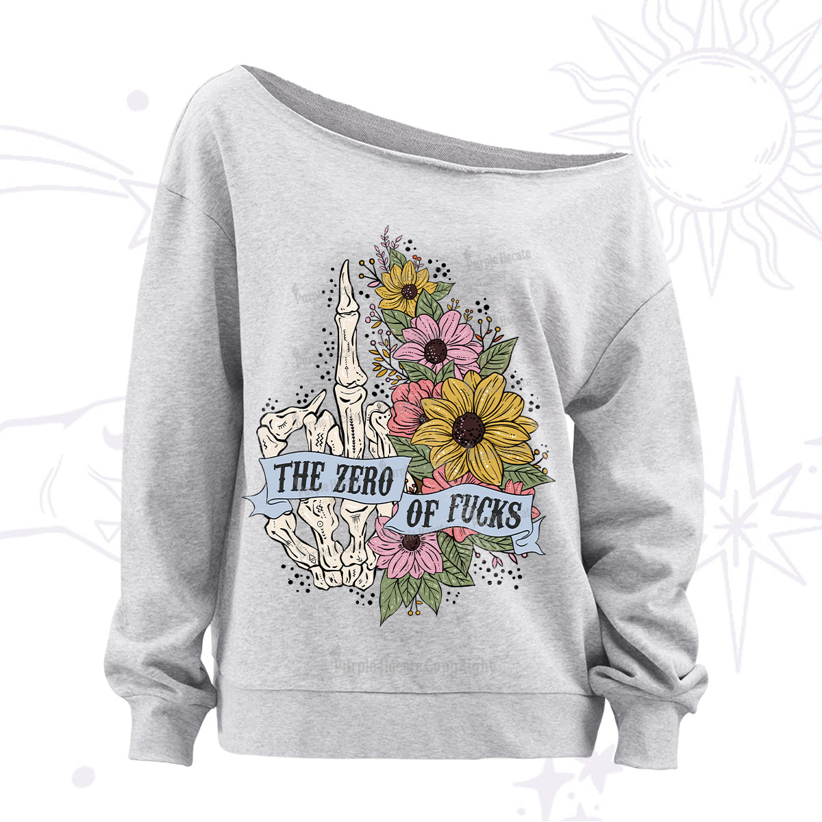 Purplehecate The Zero Of Fucks Off The Shoulder Sweatshirt