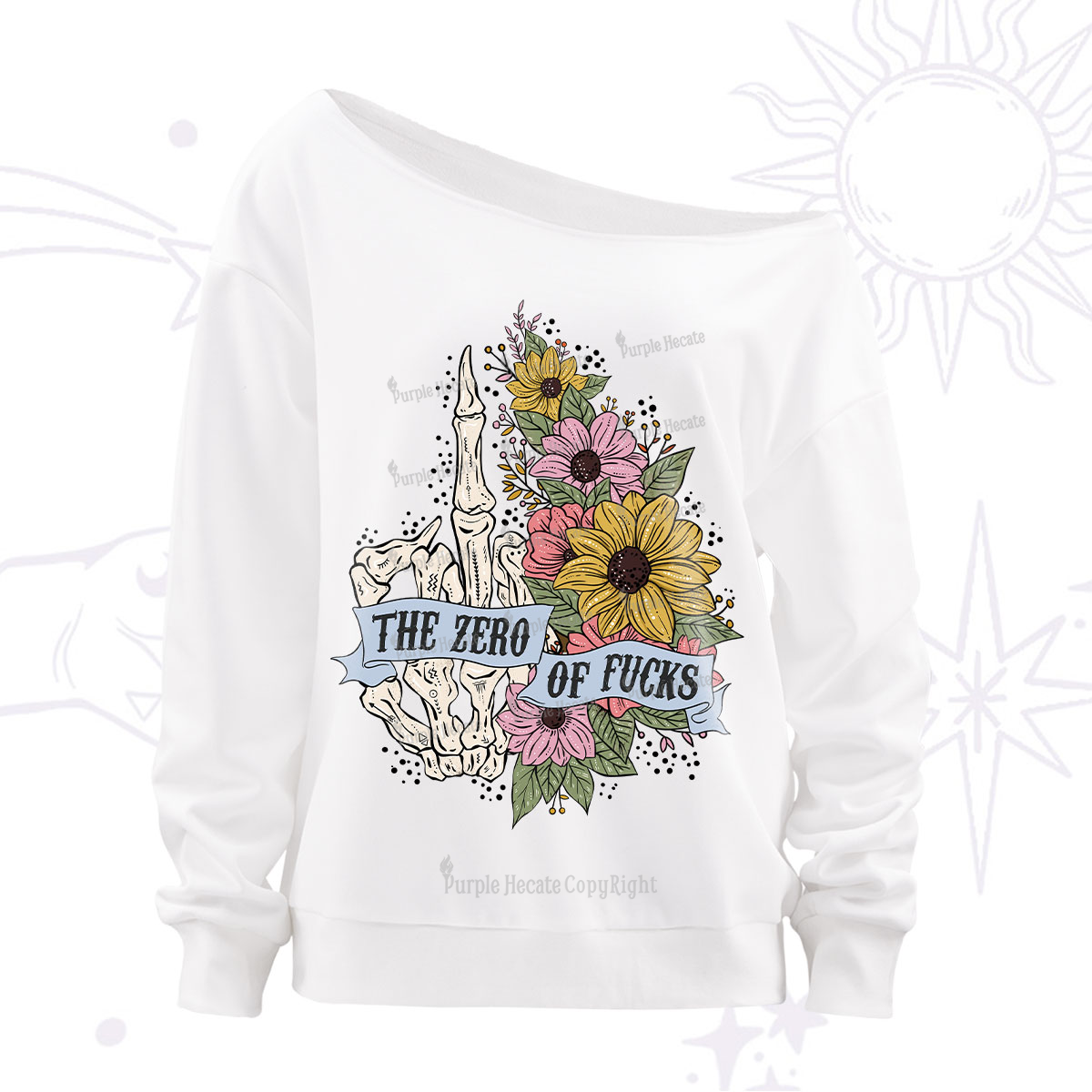 Purplehecate The Zero Of Fucks Off The Shoulder Sweatshirt