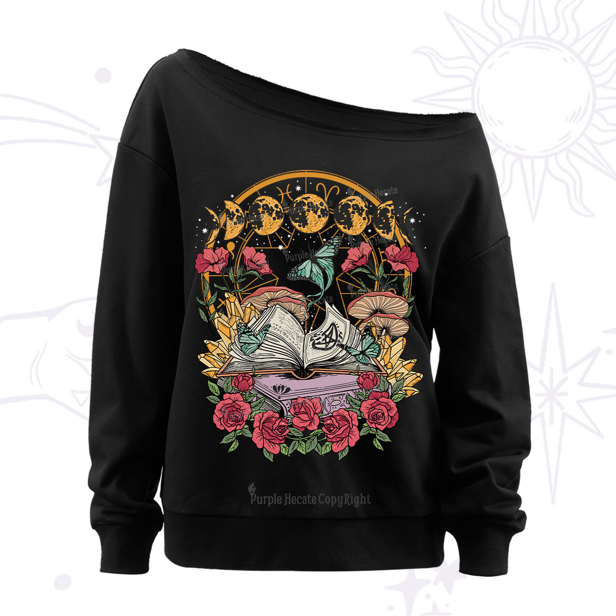 Purplehecate The Witch Tarot Off The Shoulder Sweatshirt