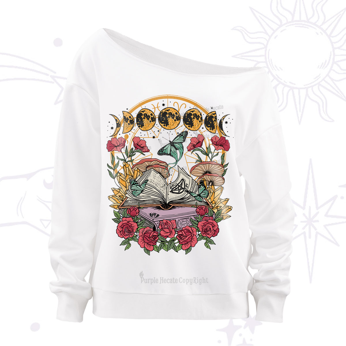 Purplehecate The Witch Tarot Off The Shoulder Sweatshirt