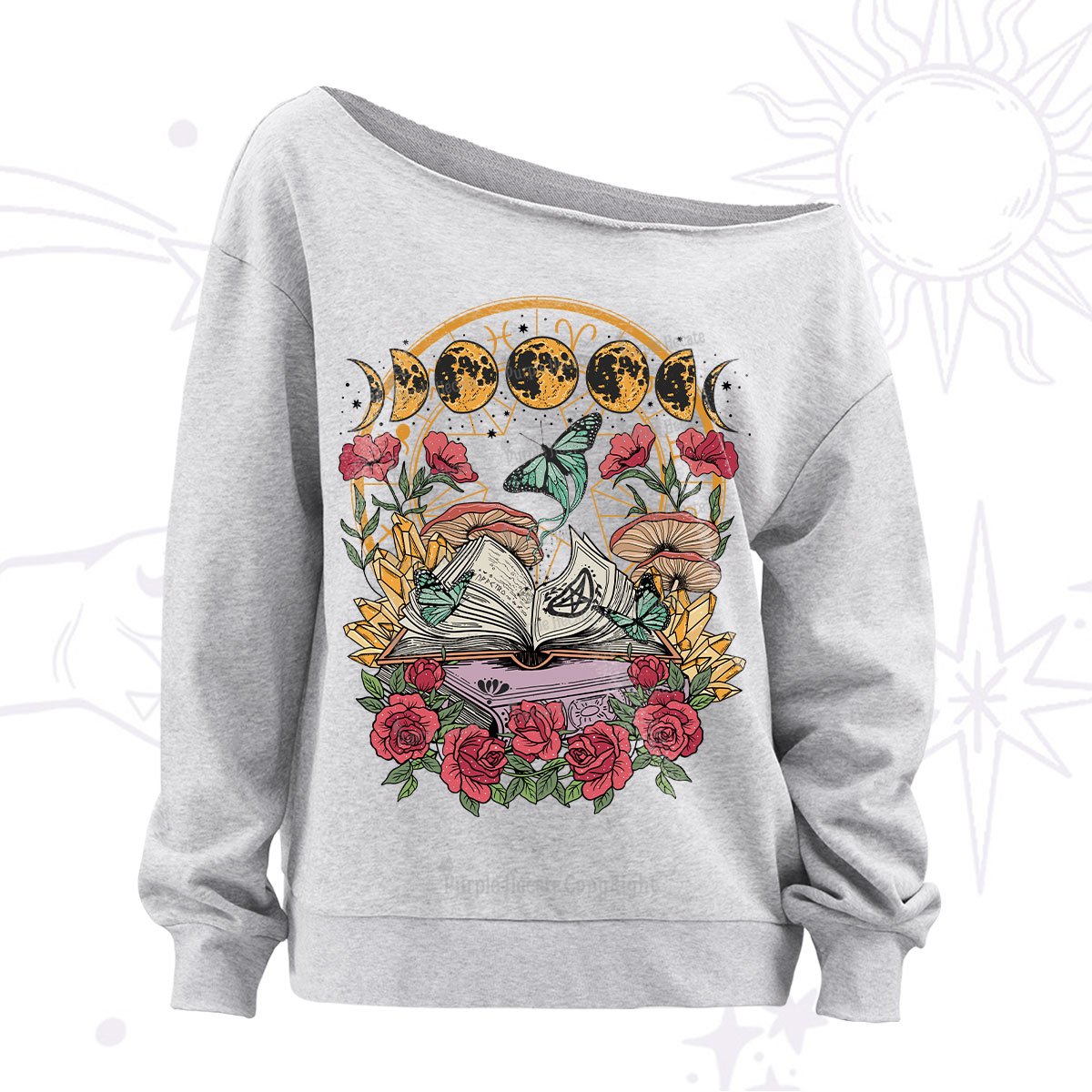 Purplehecate The Witch Tarot Off The Shoulder Sweatshirt
