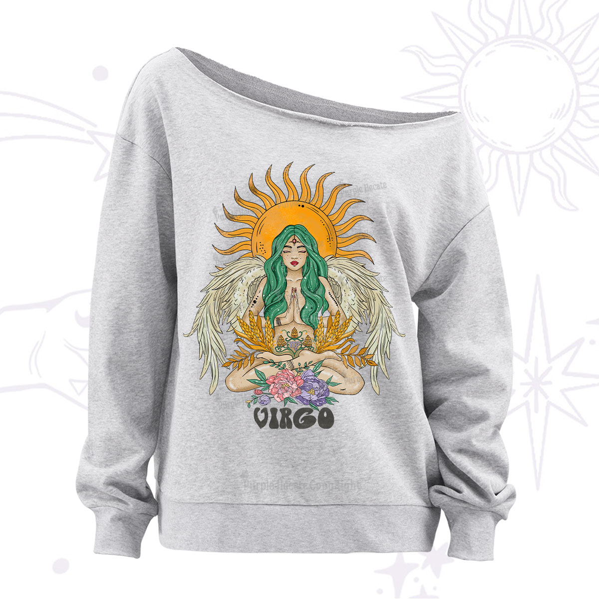 Purplehecate Sun Guardian Of Virgo Zodiac Off The Shoulder Sweatshirt