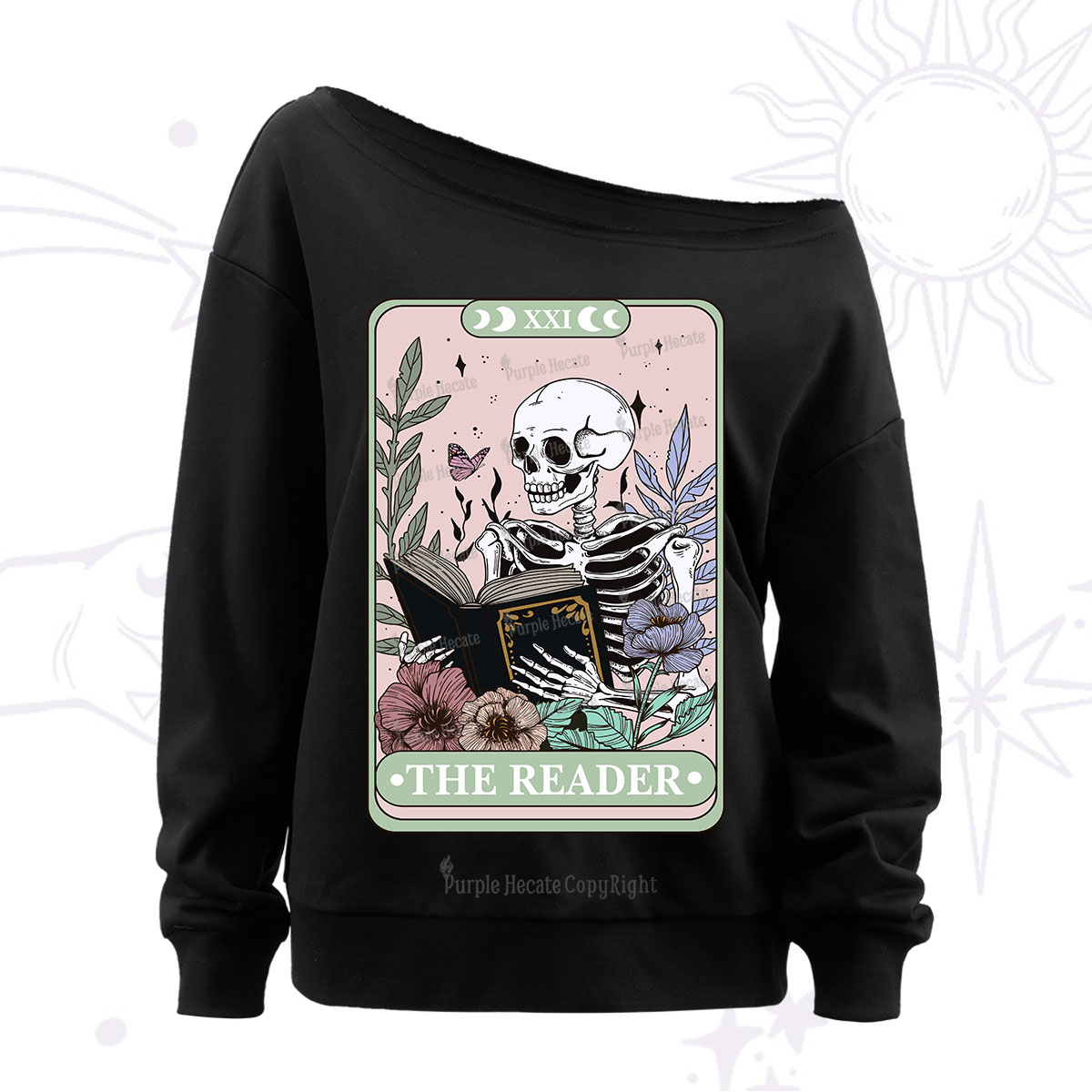 Purplehecate The Reader's Tarot Off The Shoulder Sweatshirt