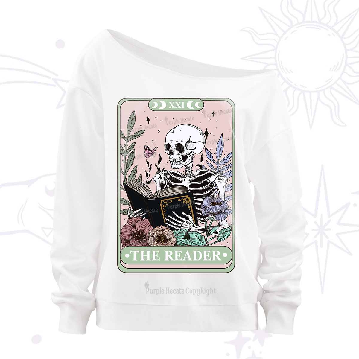 Purplehecate The Reader's Tarot Off The Shoulder Sweatshirt
