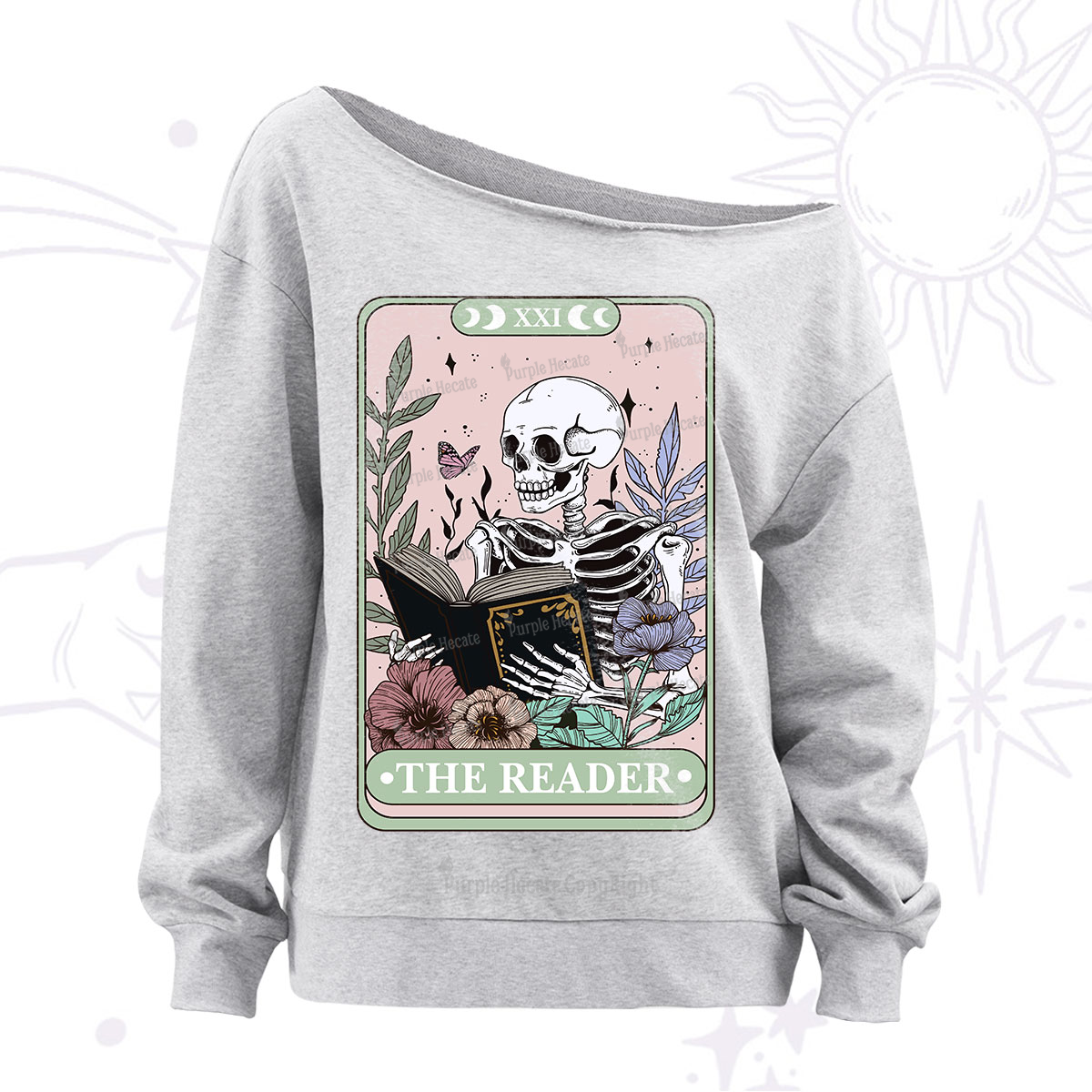 Purplehecate The Reader's Tarot Off The Shoulder Sweatshirt