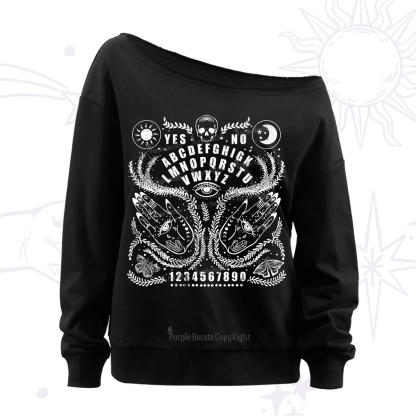 Purplehecate Ouija Spirit Board Off The Shoulder Sweatshirt