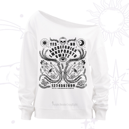 Purplehecate Ouija Spirit Board Off The Shoulder Sweatshirt