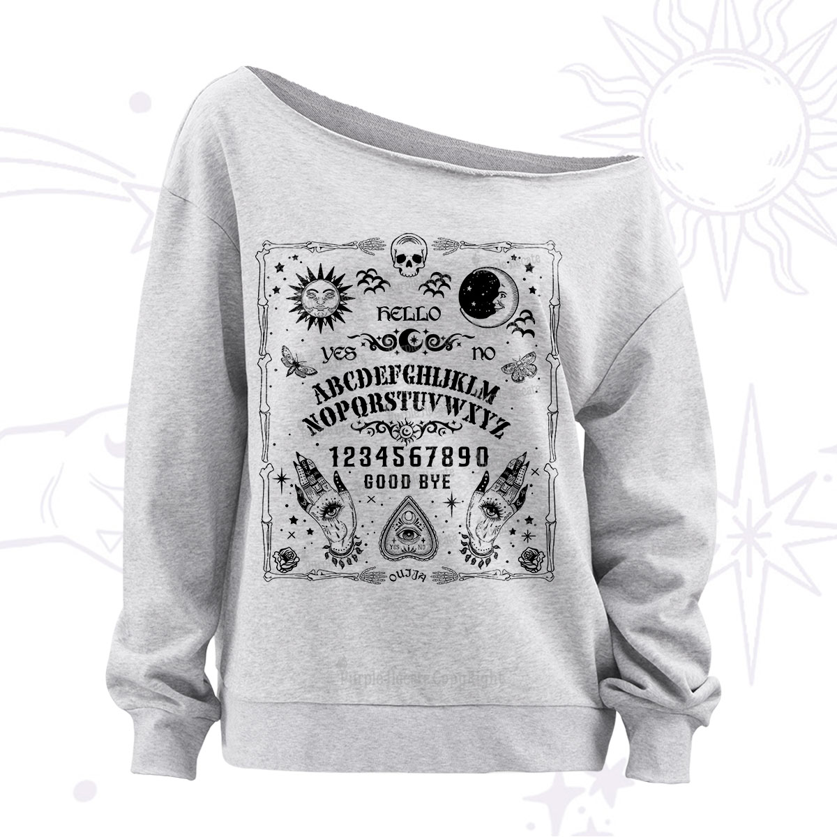 Purplehecate Ouija Board Off The Shoulder Sweatshirt
