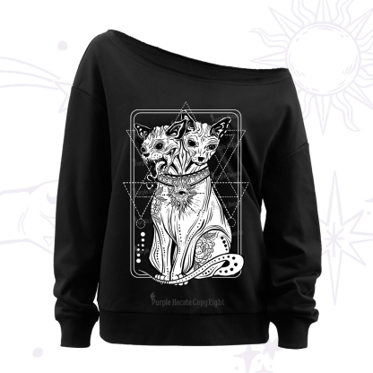 Purplehecate The Cat Goddess Bastet Off The Shoulder Sweatshirt