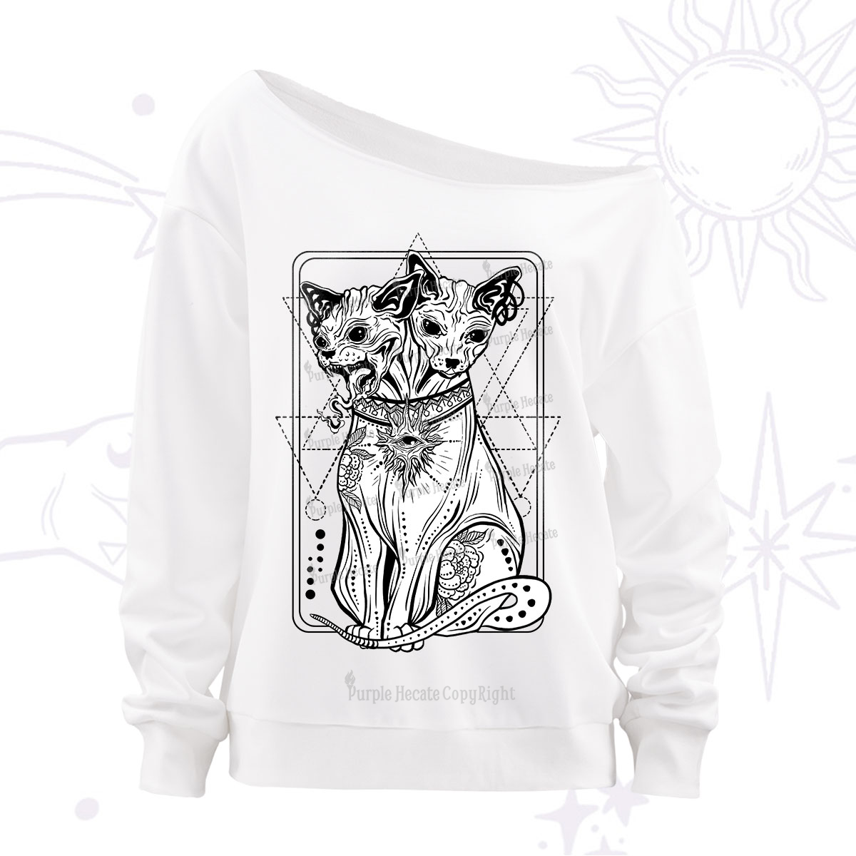 Purplehecate The Cat Goddess Bastet Off The Shoulder Sweatshirt
