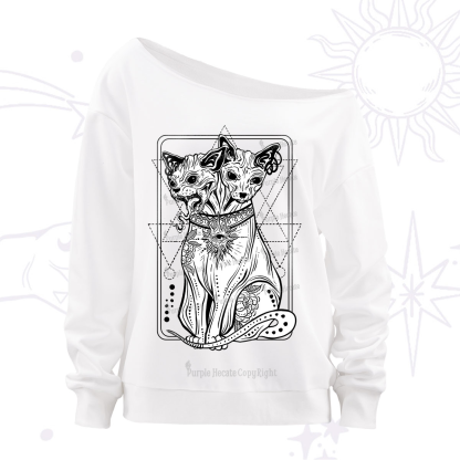 Purplehecate The Cat Goddess Bastet Off The Shoulder Sweatshirt