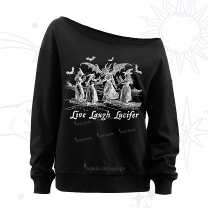 Purplehecate Live Laugh Lucifer Occult Off The Shoulder Sweatshirt