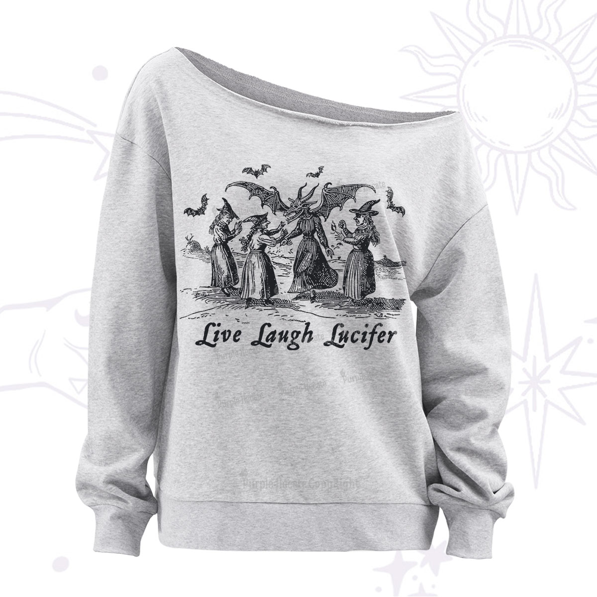 Purplehecate Live Laugh Lucifer Occult Off The Shoulder Sweatshirt