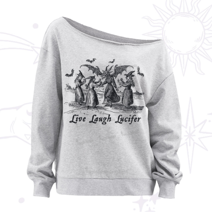 Purplehecate Live Laugh Lucifer Occult Off The Shoulder Sweatshirt