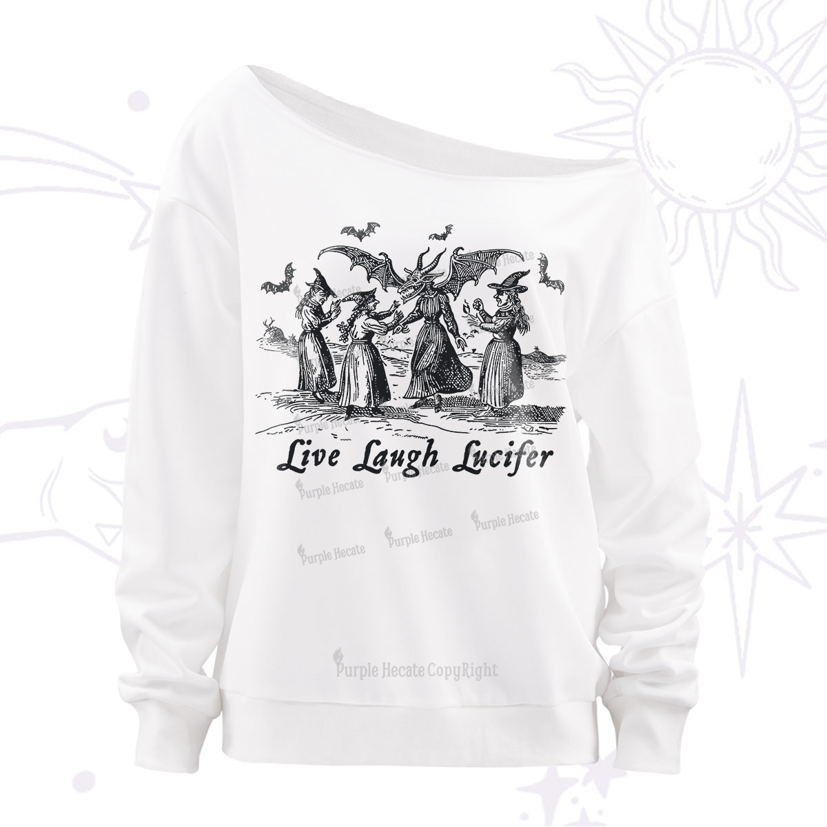 Purplehecate Live Laugh Lucifer Occult Off The Shoulder Sweatshirt