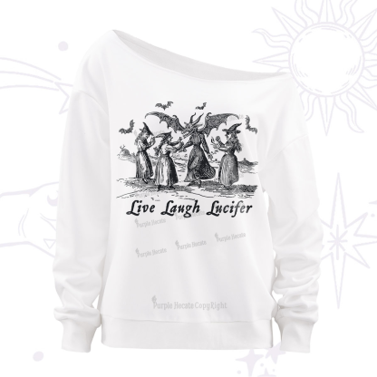 Purplehecate Live Laugh Lucifer Occult Off The Shoulder Sweatshirt