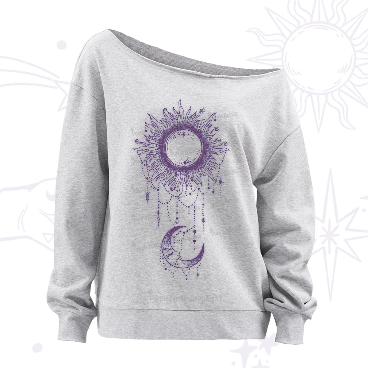 Purplehecate Radiance Of Sun And Moon Off The Shoulder Sweatshirt
