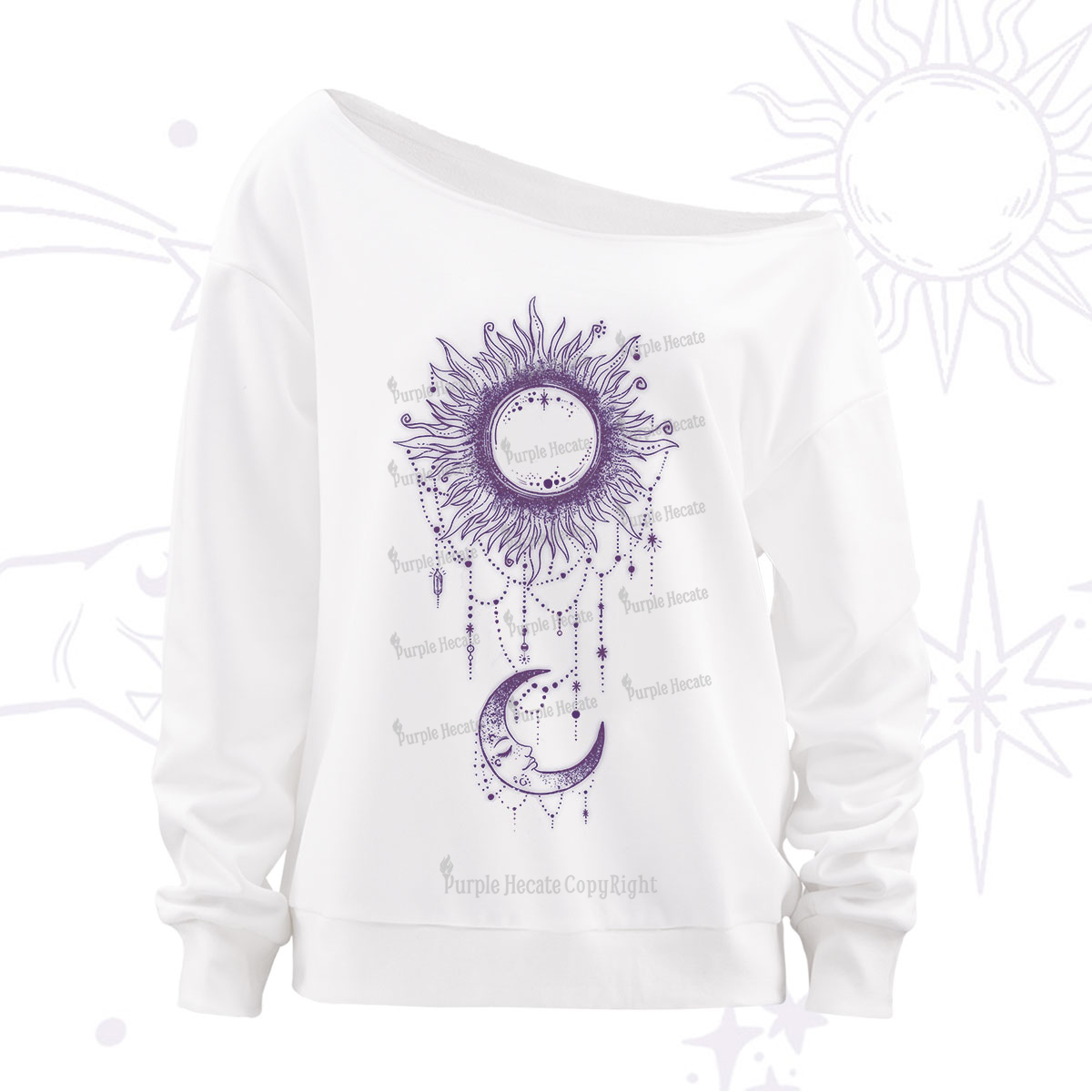 Purplehecate Radiance Of Sun And Moon Off The Shoulder Sweatshirt