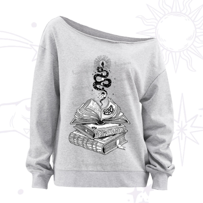 Purplehecate Spellbook And Guardian Serpent Off The Shoulder Sweatshirt