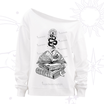 Purplehecate Spellbook And Guardian Serpent Off The Shoulder Sweatshirt