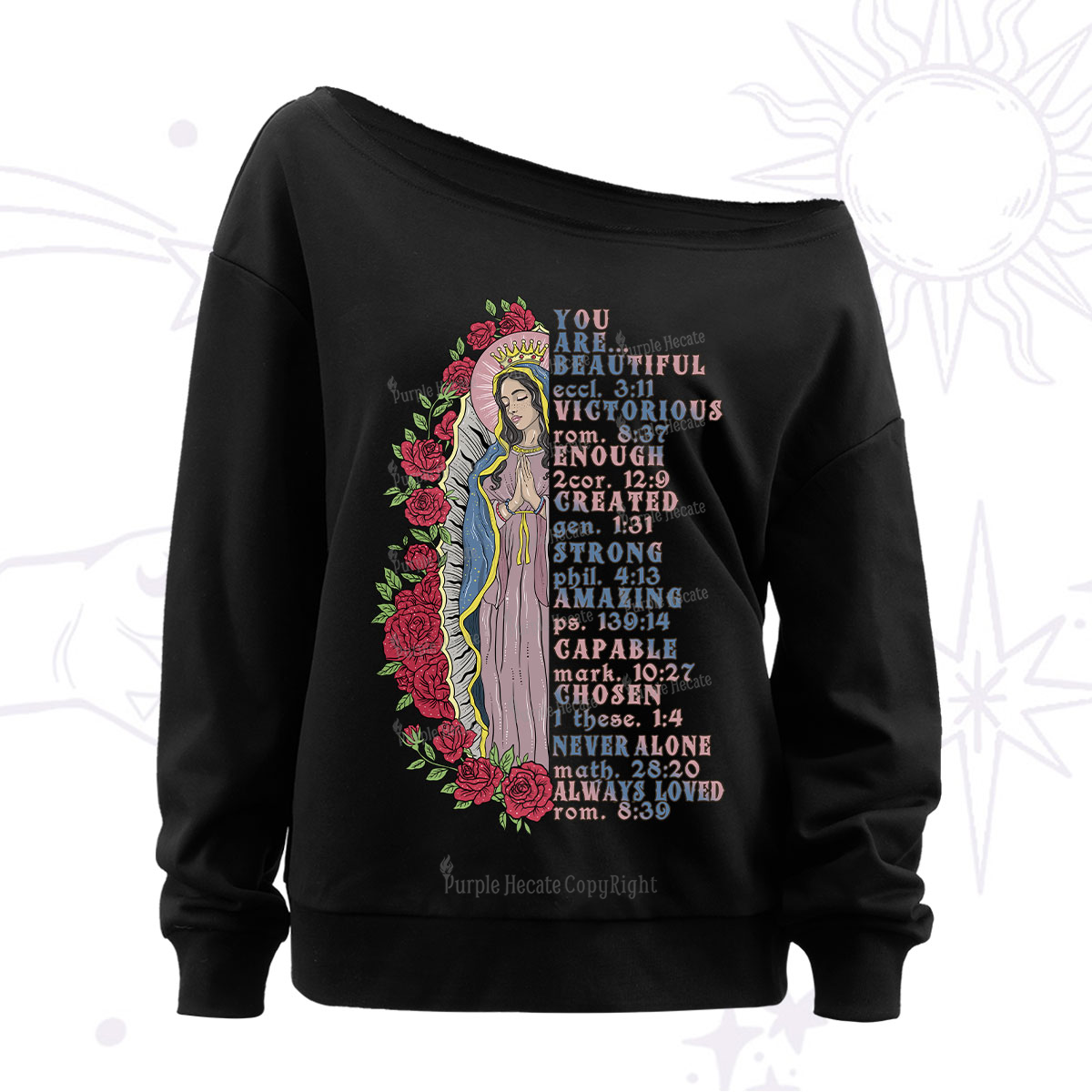 Purplehecate Biblical Blessings Off The Shoulder Sweatshirt