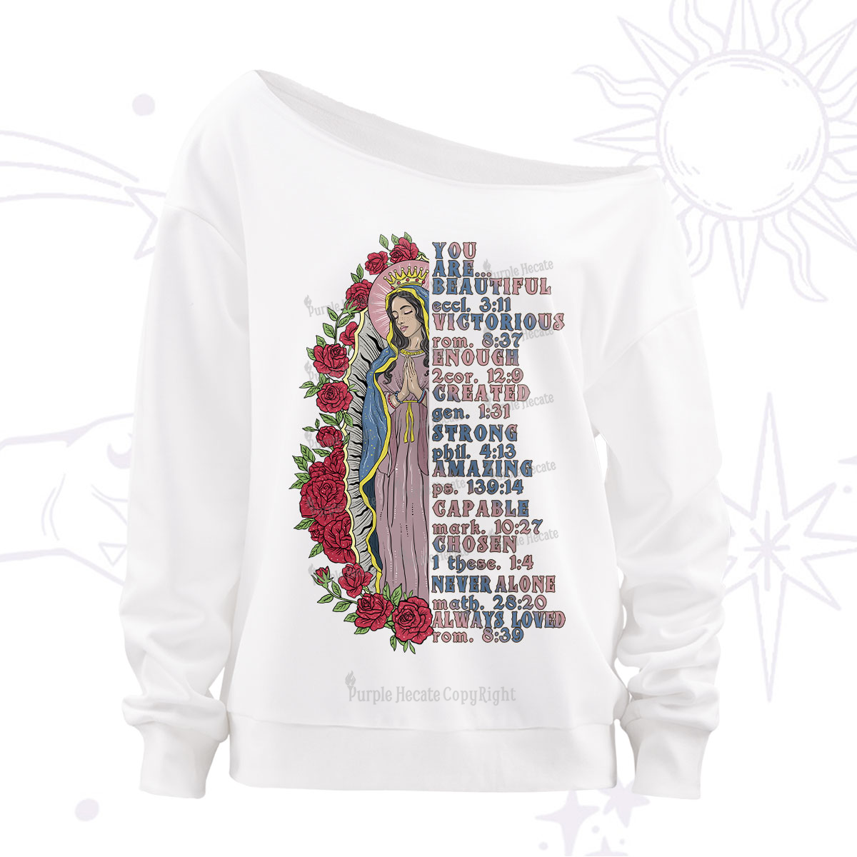 Purplehecate Biblical Blessings Off The Shoulder Sweatshirt