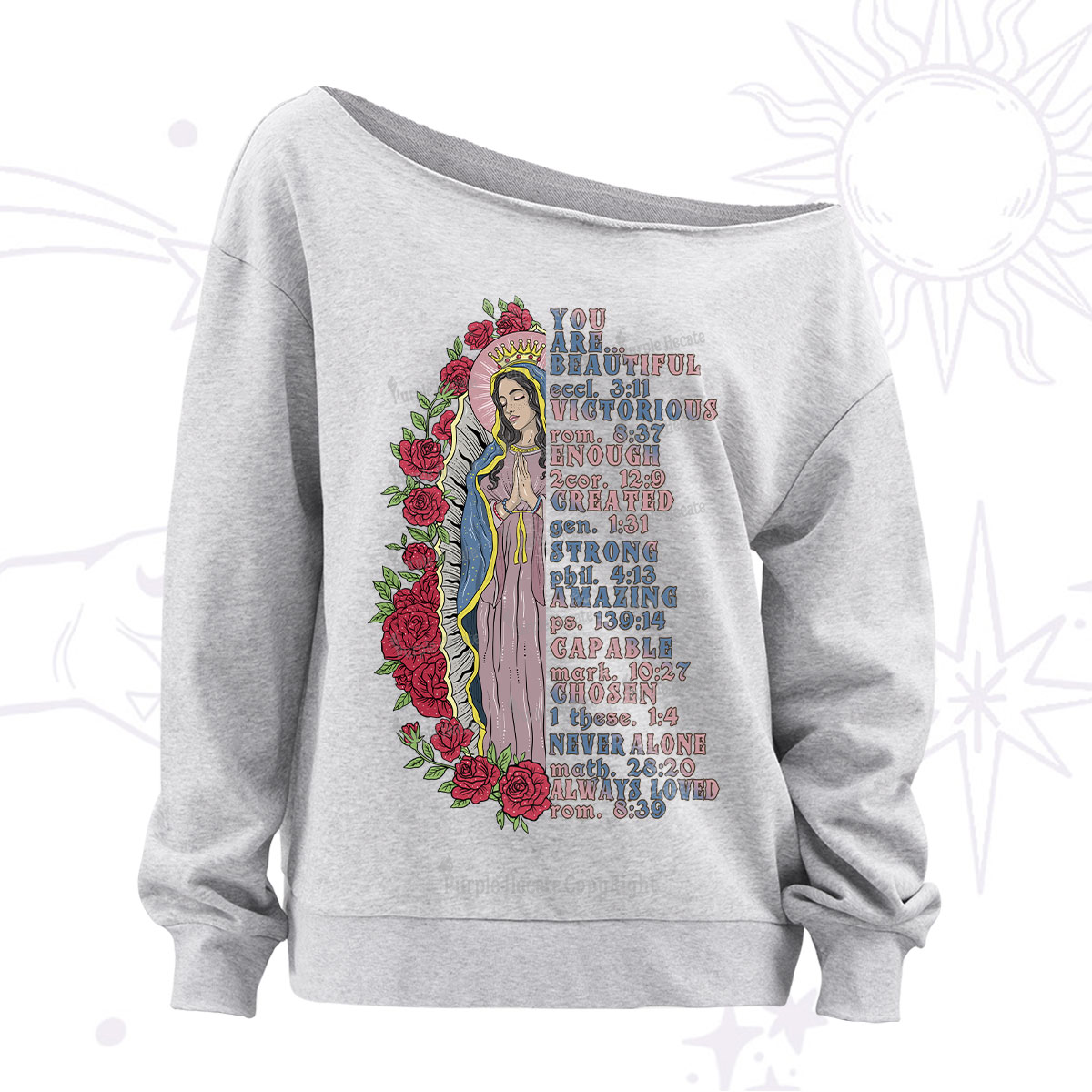 Purplehecate Biblical Blessings Off The Shoulder Sweatshirt