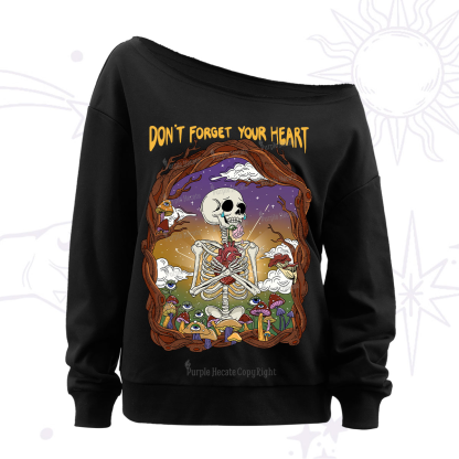 Purplehecate Don't Forget Your Heart Off The Shoulder Sweatshirt