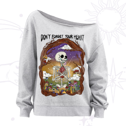 Purplehecate Don't Forget Your Heart Off The Shoulder Sweatshirt