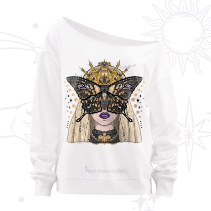 Purplehecate Butterfly Witchy Off The Shoulder Sweatshirt